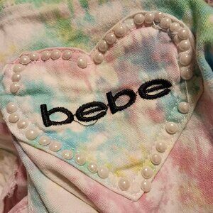 Little girls size 7/8 Bebe Shortalls denim tie dye